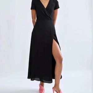 Aritzia Babaton black wrap dress